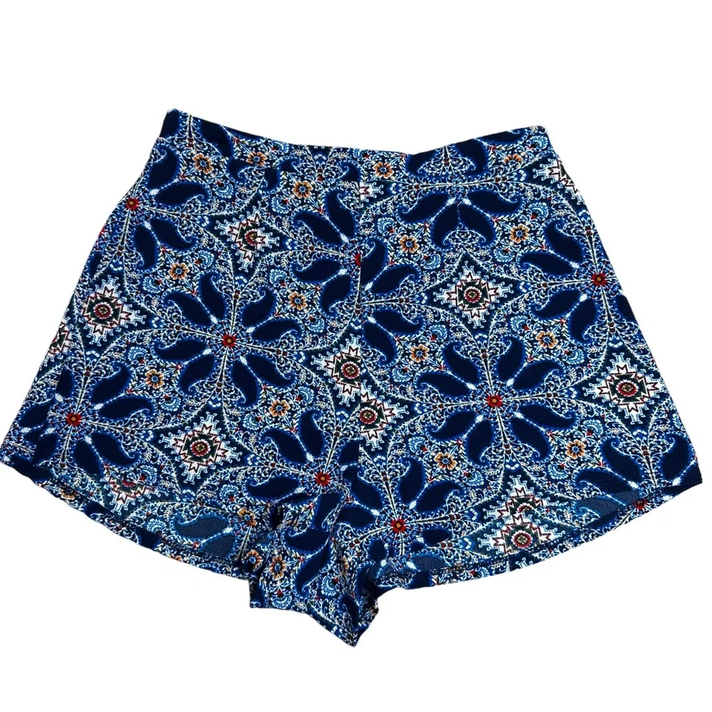 Show Me Your MuMu Miami Blue Print Cabana Shorts Size Small High Rise Coastal - Picture 2 of 8